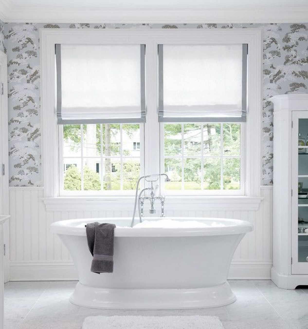 Grey Bathroom Curtains Nice White And Grey Roman Shades For Bathrooms Windows Treatment Image 